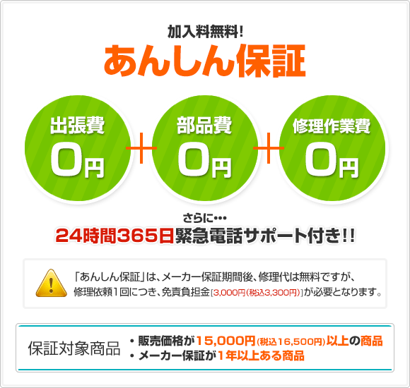 加入料無料!あんしん保証